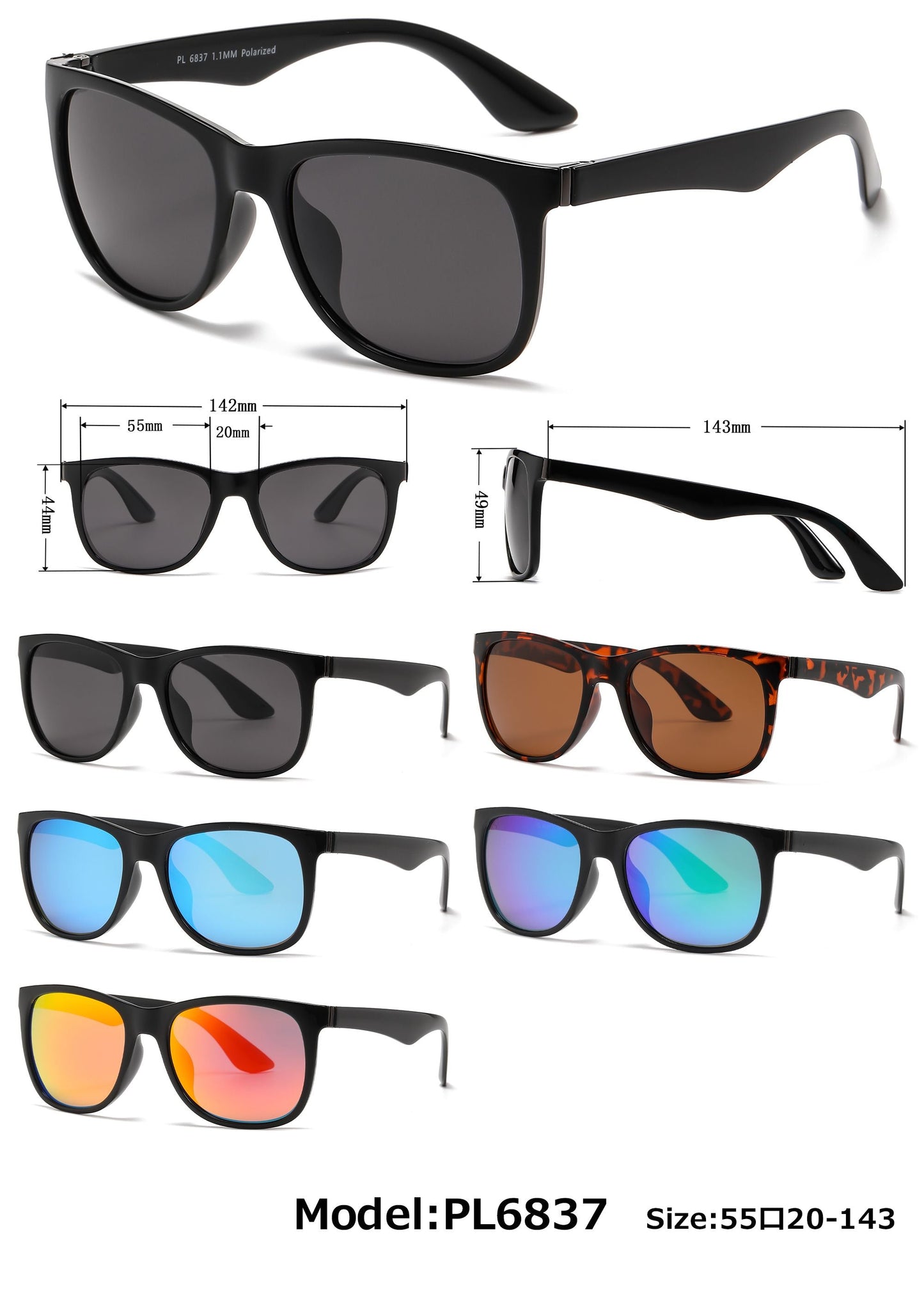 PL 6837 - Plastic Polarized Sunglasses