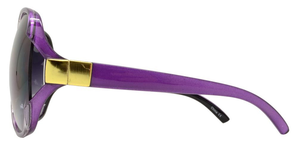 7376 - Large Square Sunglasses with Metal Accent Temple