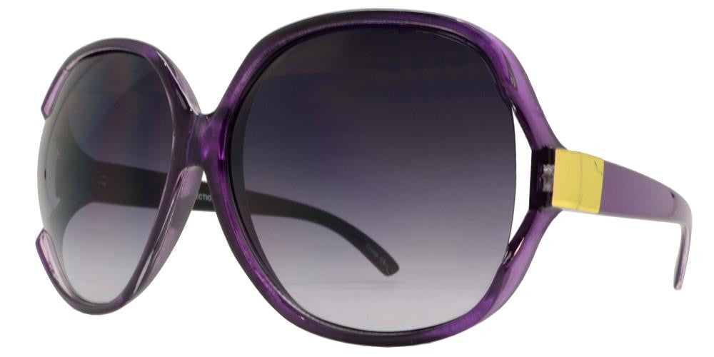 7376 - Large Square Sunglasses with Metal Accent Temple