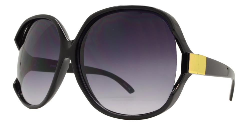 7376 - Large Square Sunglasses with Metal Accent Temple