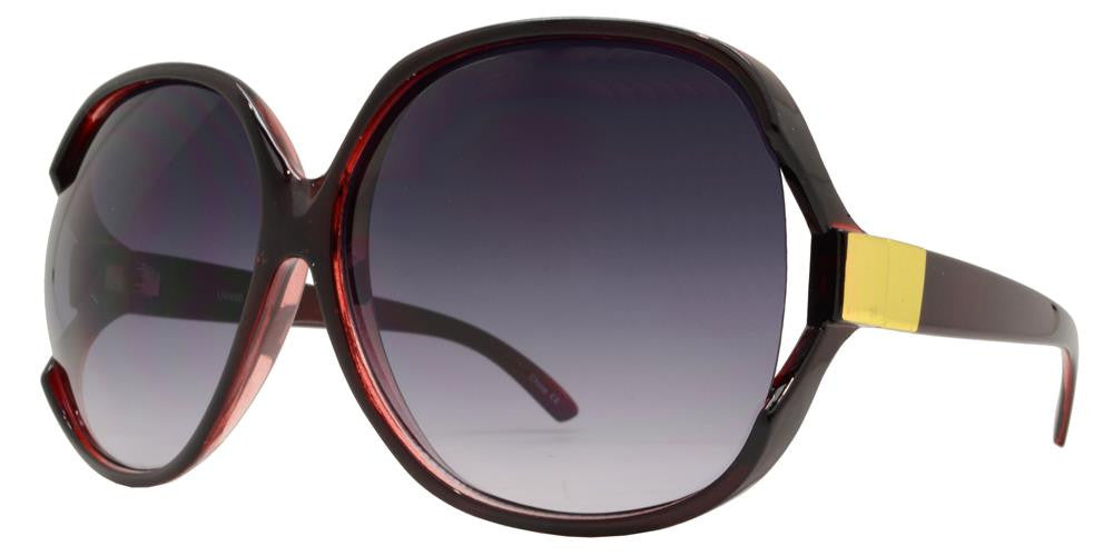 7376 - Large Square Sunglasses with Metal Accent Temple