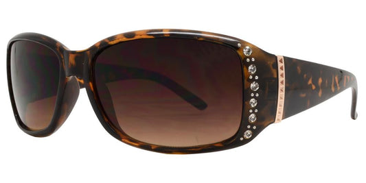 7572 AX - Women's Rectangular Sunglasses with Rhinestones and Metal Accent