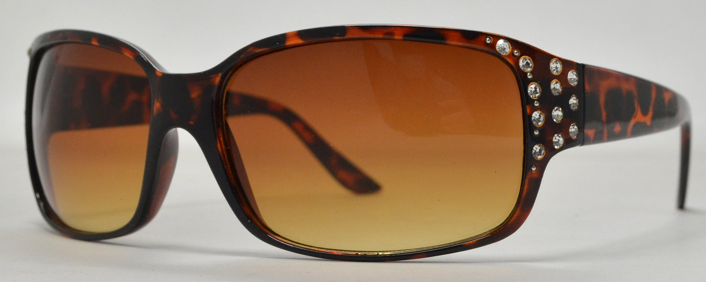 8224 - Rectangular Sunglasses with Rhinestones