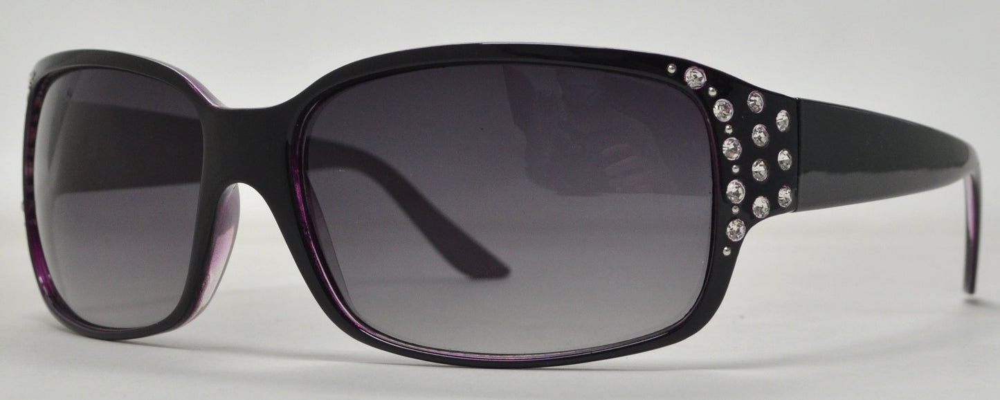 8224 - Rectangular Sunglasses with Rhinestones