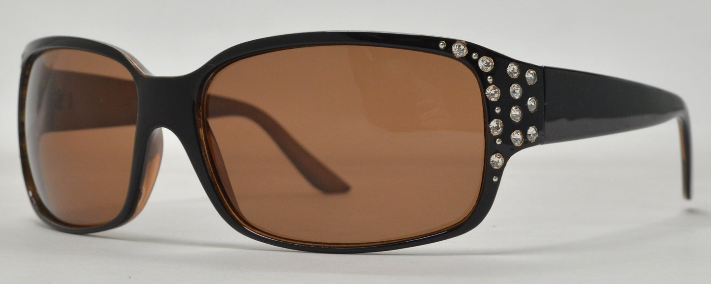 8224 - Rectangular Sunglasses with Rhinestones