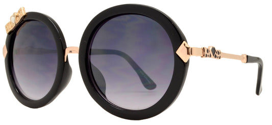 FC 6269 - Round Bow Accent Women Plastic Sunglasses