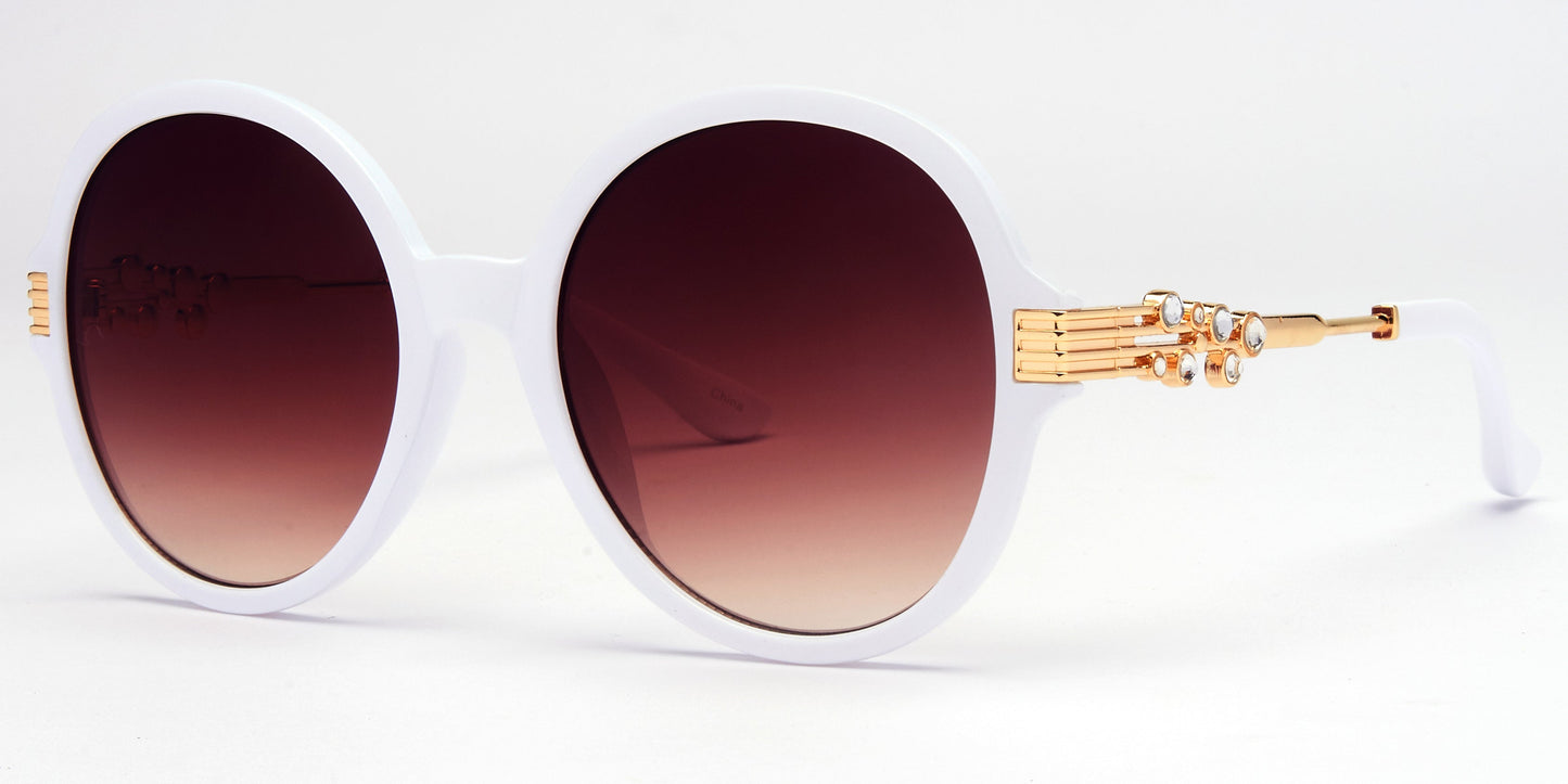 8982 - Plastic Round Sunglasses with Rhinestones