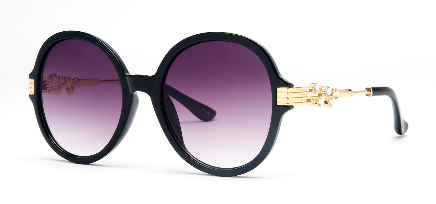 8982 - Plastic Round Sunglasses with Rhinestones