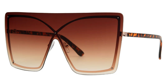 8802 - Women's One Piece Rimless Flat Top Sunglasses