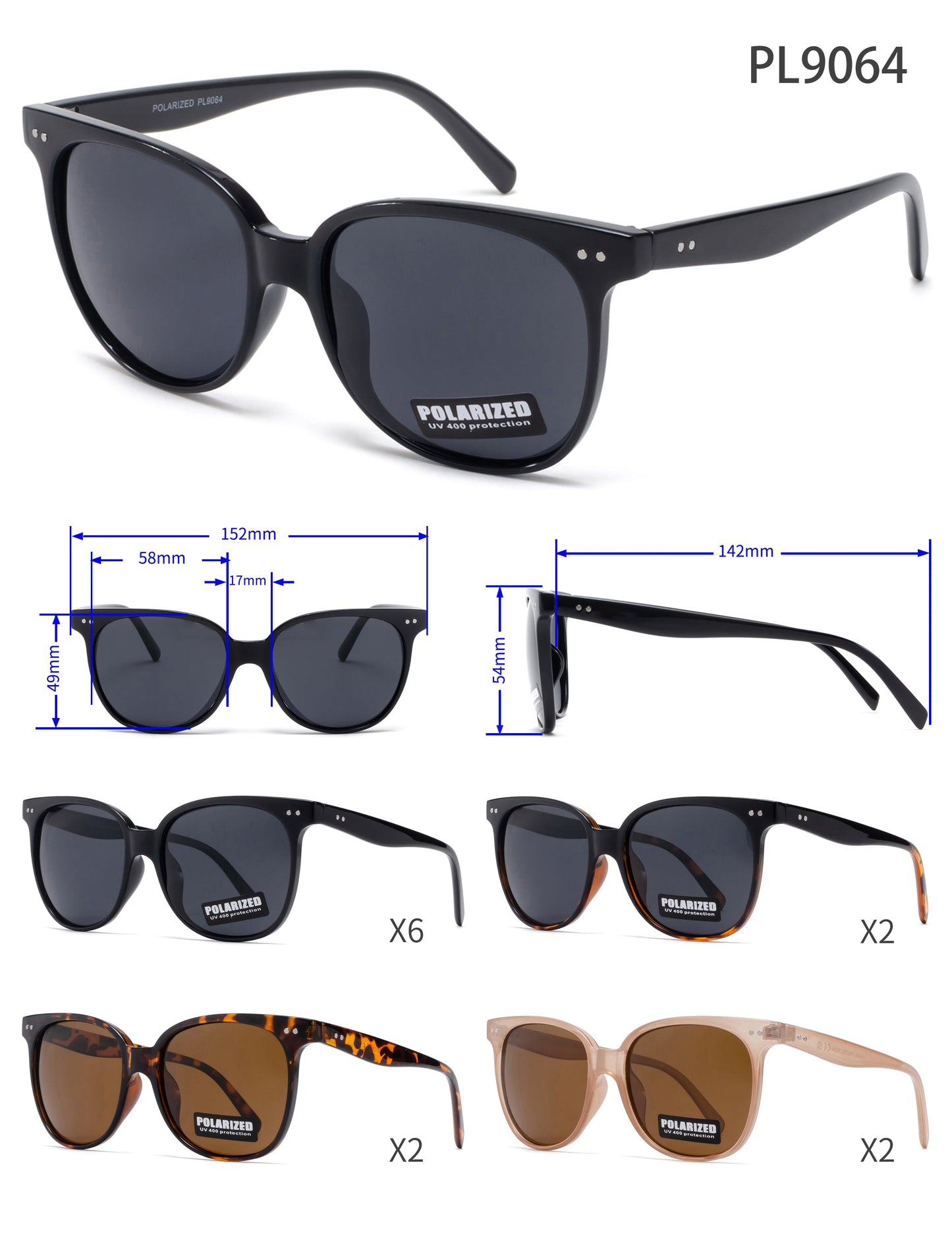 PL 9064 - Polarized Fashion Plastic Sunglasses